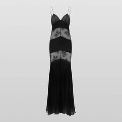 Lace See-Through Sling Maxi Dress