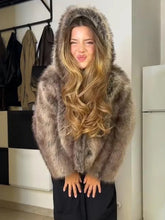 Hooded Faux Fur Short Jacket