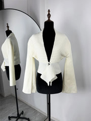 White Hollow Out Knit Cardigan