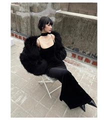 Oversized Black Faux Fur Coat