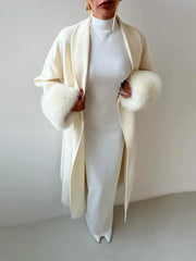 Furry Patchwork Woolen Overcoat
