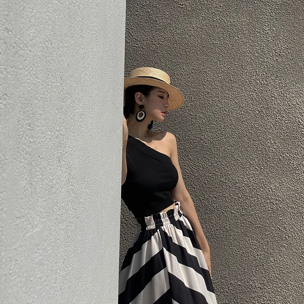 Vintage Striped Maxi Skirt