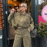 Green Suede Bomber Jacket