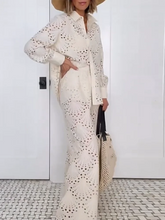 Hollow Lapel Shirt Pants Set