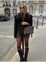 Suede Lace-up Lapel Jacket