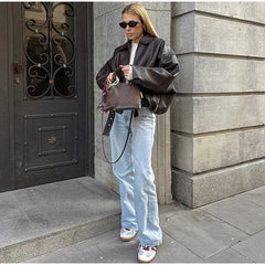 Lace-Up Leather Jacket