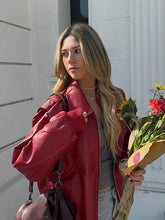 Red Oversized Leather Jacket