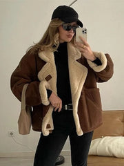 Faux Leather Warm Coat