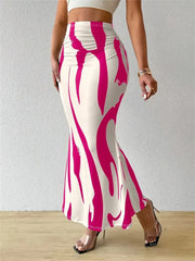 Zebra Print High Waist Fishtail Skirt