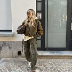 Green Suede Bomber Jacket