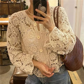 Hollow Knit Short Cardigan