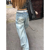 High Waist Embroidered Jeans