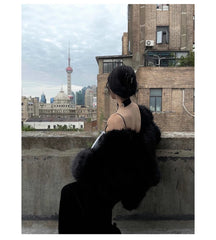 Oversized Black Faux Fur Coat