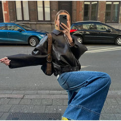 Lace-Up Leather Jacket