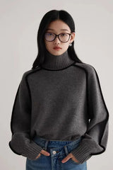 Knitted High Collar Hoodie