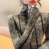 High Neck Striped Knit Sweater