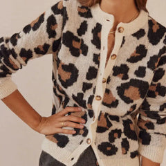Y2K Vintage Striped Leopard Sweater Coat