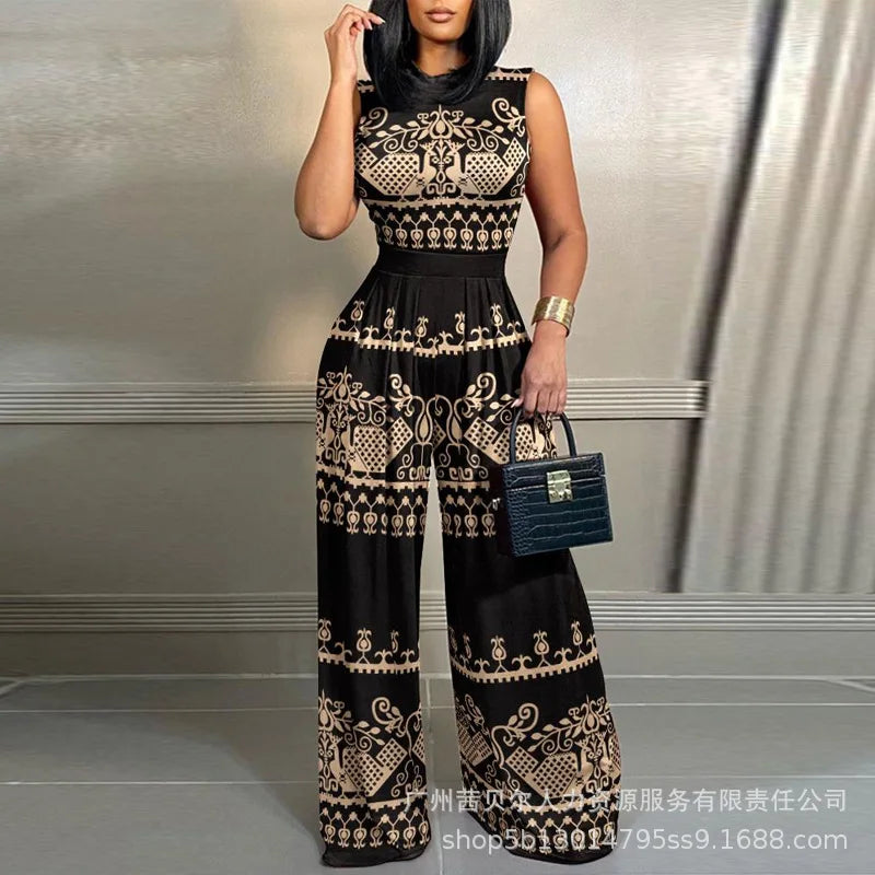 Leopard Print Chain Strap Jumpsuit