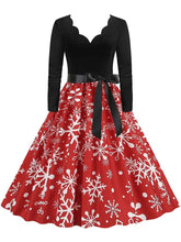 Vintage V-Neck Christmas Dress