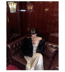 Oversized Black Faux Fur Coat