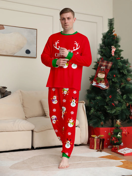 Snowman "Merry Christmas" Print Pajama Set