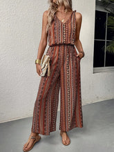 Striped Print Sleeveless Wide Leg Jumpsuit