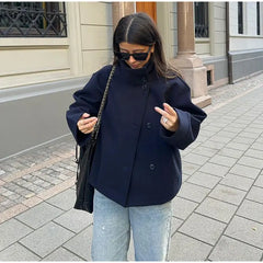 Solid Stand Collar Coat