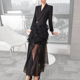 Mesh Ruffle Blazer Dress