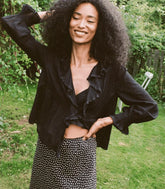 Polka Dot Bias-Cut Midi Skirt