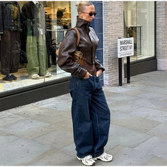 Cropped Faux Leather Jacket