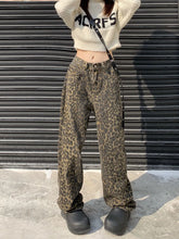 Leopard Print Wide Leg Jeans
