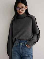 Knitted High Collar Hoodie