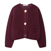 Cropped Button Knit Cardigan