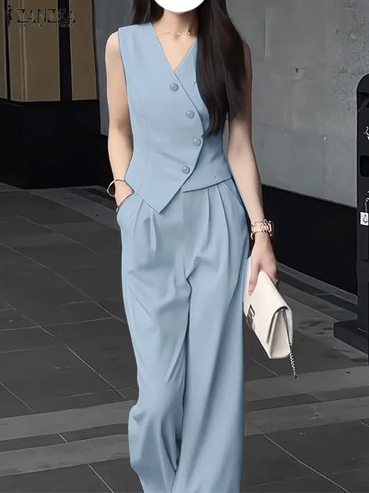 Sleeveless Top and Wide Leg Pants Set