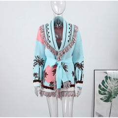 Boho Print Knit Cardigan