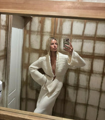 White Hollow Out Knit Cardigan