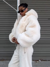 Hooded Faux Fur Bomber Jacket