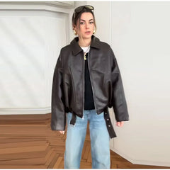 Lace-Up Leather Jacket