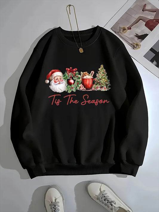 Sequin Christmas Print Sweatshirt for Women