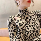 Leopard Print Half Neck Sweater
