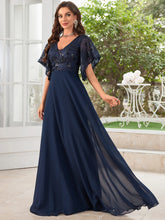V-neck Beaded Chiffon Maid of Honor Gown