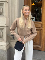 O-Neck Knitted Zipper Cardigan