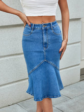 Spliced Fishtail Denim Skirt