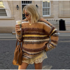Colorblock Striped Knit Sweater