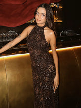 Sheer Mesh Sequin Maxi Dress