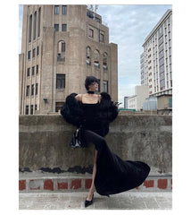 Oversized Black Faux Fur Coat