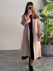 Furry Patchwork Woolen Overcoat