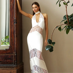 Lace See-Through Sling Maxi Dress