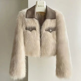 Faux Fur Polo Collar Coat