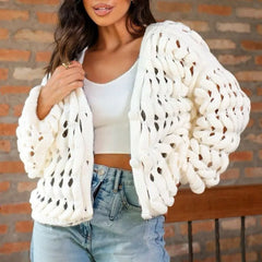 V-neck Crochet Knit Cardigan